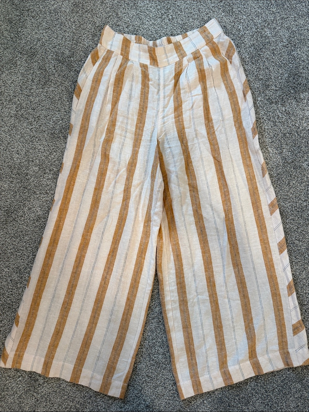 Tribal Wide-Leg Striped Pants - White & Tan